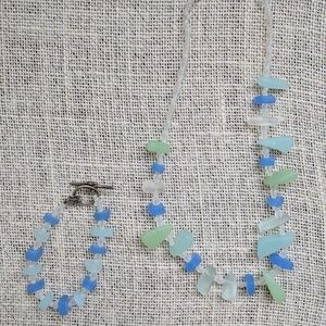 Handmade sea glass necklace and bracelet